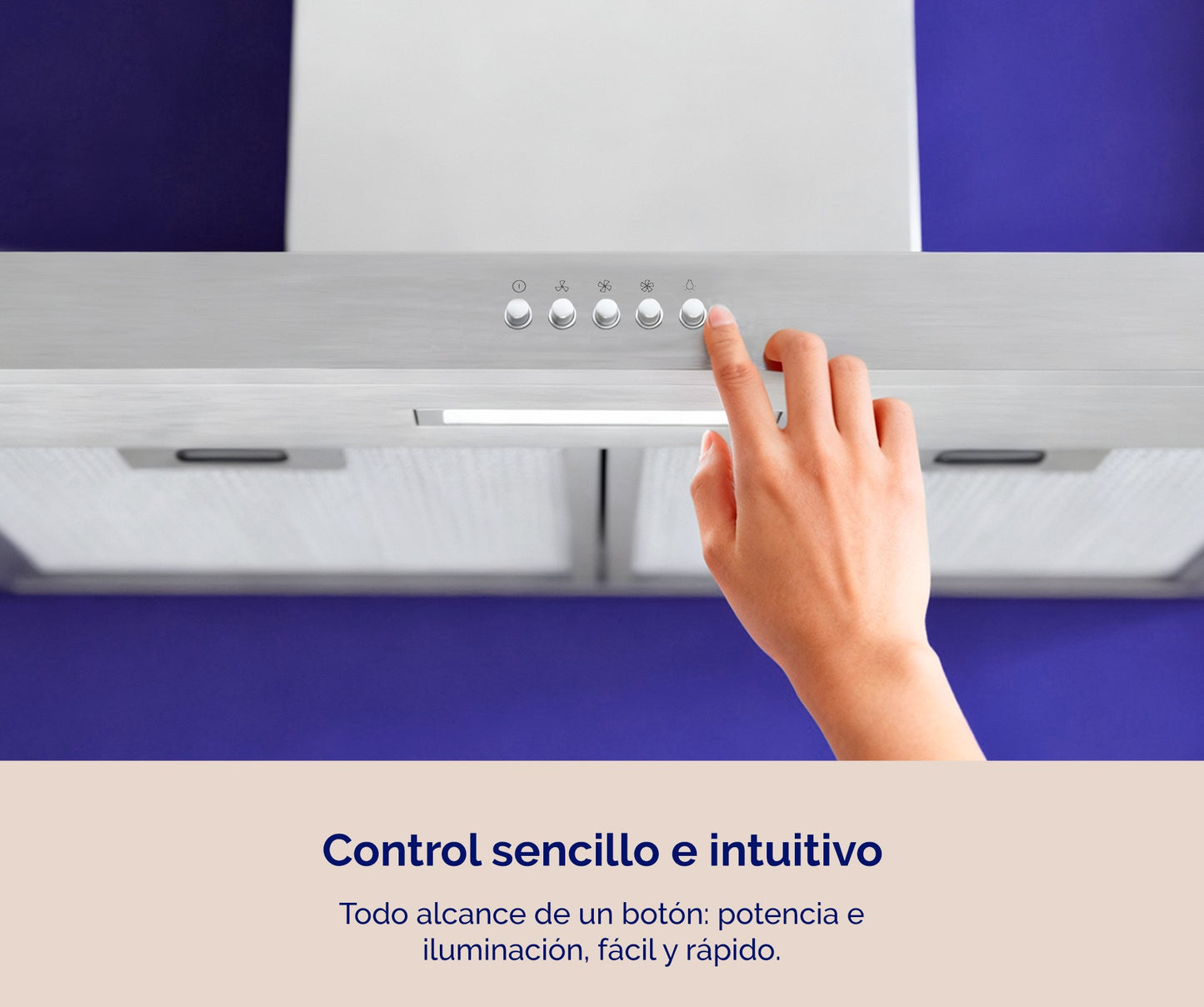 CAMPANA DECORATIVA ARTICA 60 Y 90 CM – 3 VELOCIDADES, LED, FILTROS LAVABLES Y ACERO INOX