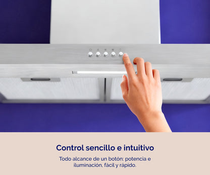 CAMPANA DECORATIVA ARTICA 60 Y 90 CM – 3 VELOCIDADES, LED, FILTROS LAVABLES Y ACERO INOX