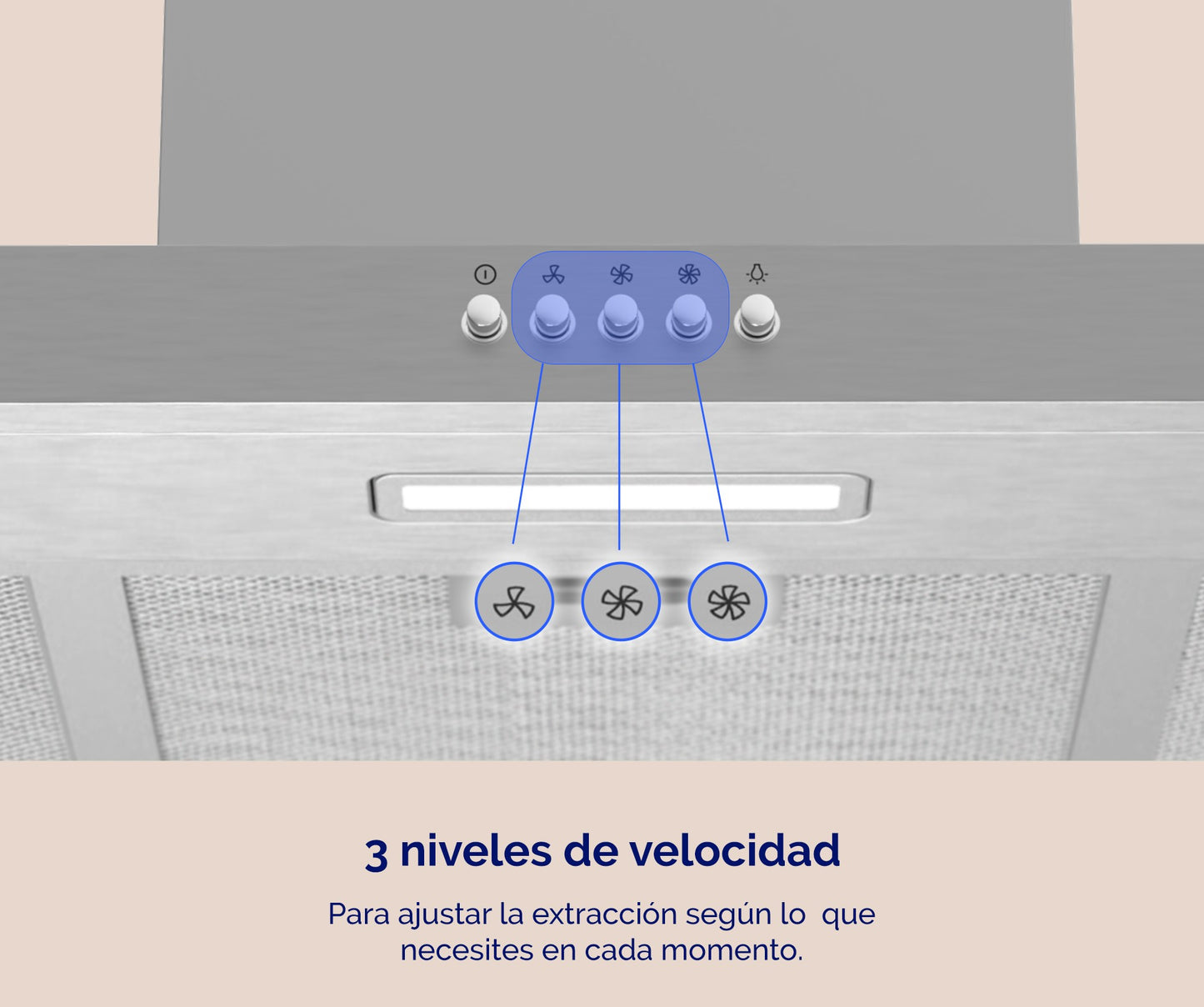 CAMPANA DECORATIVA ARTICA 60 Y 90 CM – 3 VELOCIDADES, LED, FILTROS LAVABLES Y ACERO INOX