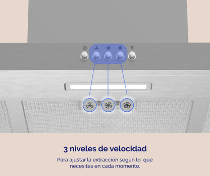 CAMPANA DECORATIVA ARTICA 60 Y 90 CM – 3 VELOCIDADES, LED, FILTROS LAVABLES Y ACERO INOX