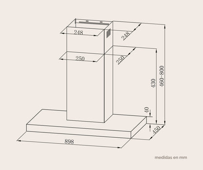 CAMPANA DECORATIVA ARTICA 60 Y 90 CM – 3 VELOCIDADES, LED, FILTROS LAVABLES Y ACERO INOX