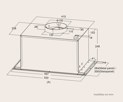 CAMPANA INTEGRABLE ARTICA 52 Y 70 CM – LED, 3 VELOCIDADES Y ACERO INOX