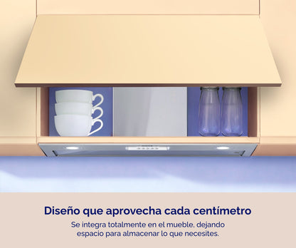 CAMPANA INTEGRABLE ARTICA 52 Y 70 CM – LED, 3 VELOCIDADES Y ACERO INOX