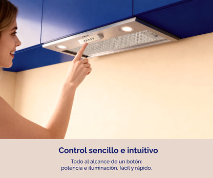 CAMPANA INTEGRABLE ARTICA 52 Y 70 CM – LED, 3 VELOCIDADES Y ACERO INOX