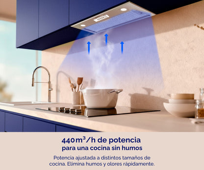 CAMPANA INTEGRABLE ARTICA 52 Y 70 CM – LED, 3 VELOCIDADES Y ACERO INOX
