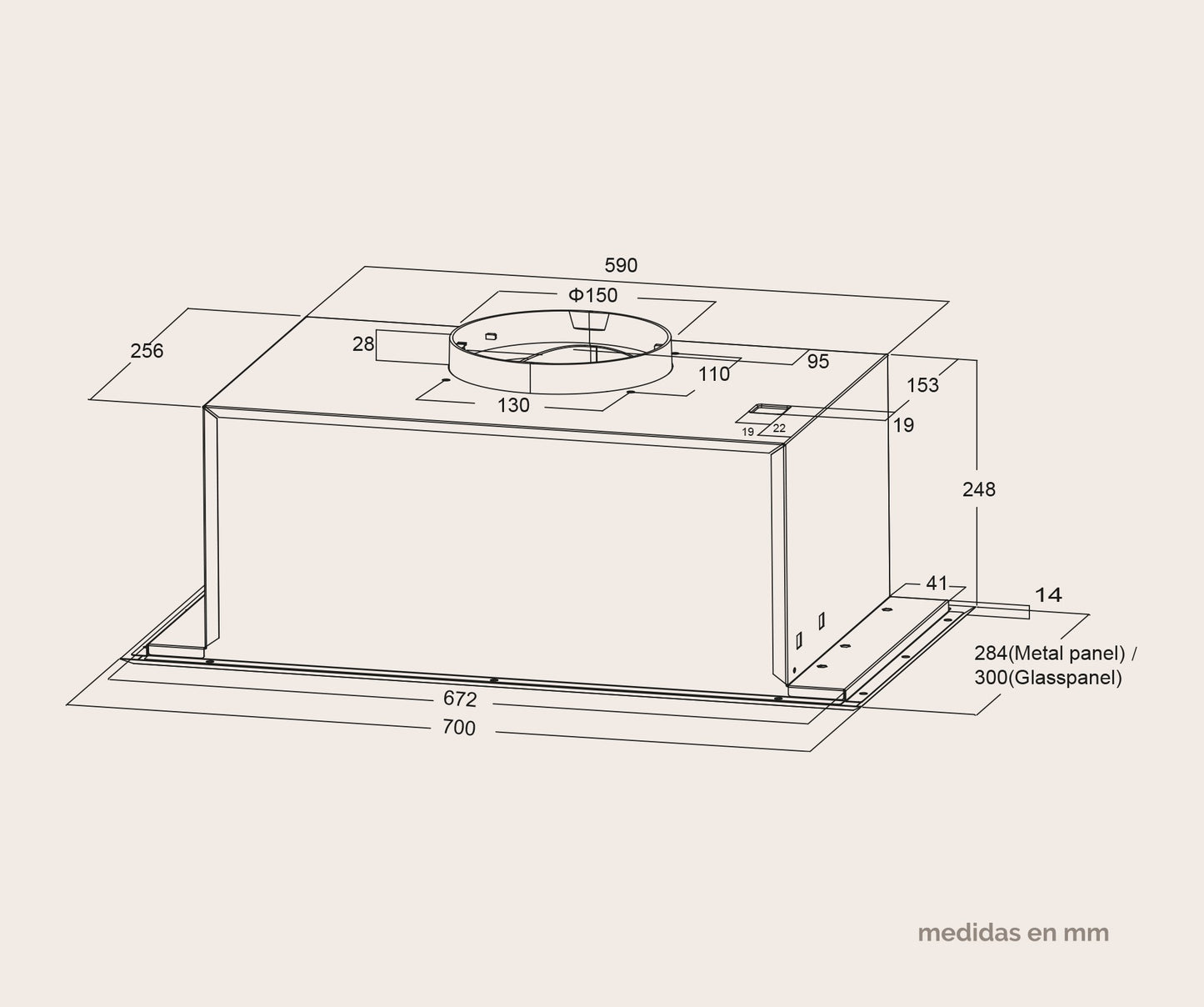 CAMPANA INTEGRABLE ARTICA 52 Y 70 CM – LED, 3 VELOCIDADES Y ACERO INOX