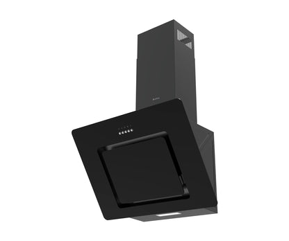 CAMPANA DECORATIVA INCLINADA ARTICA 60CM – CRISTAL NEGRO / BLANCO, LED Y 3 VELOCIDADES
