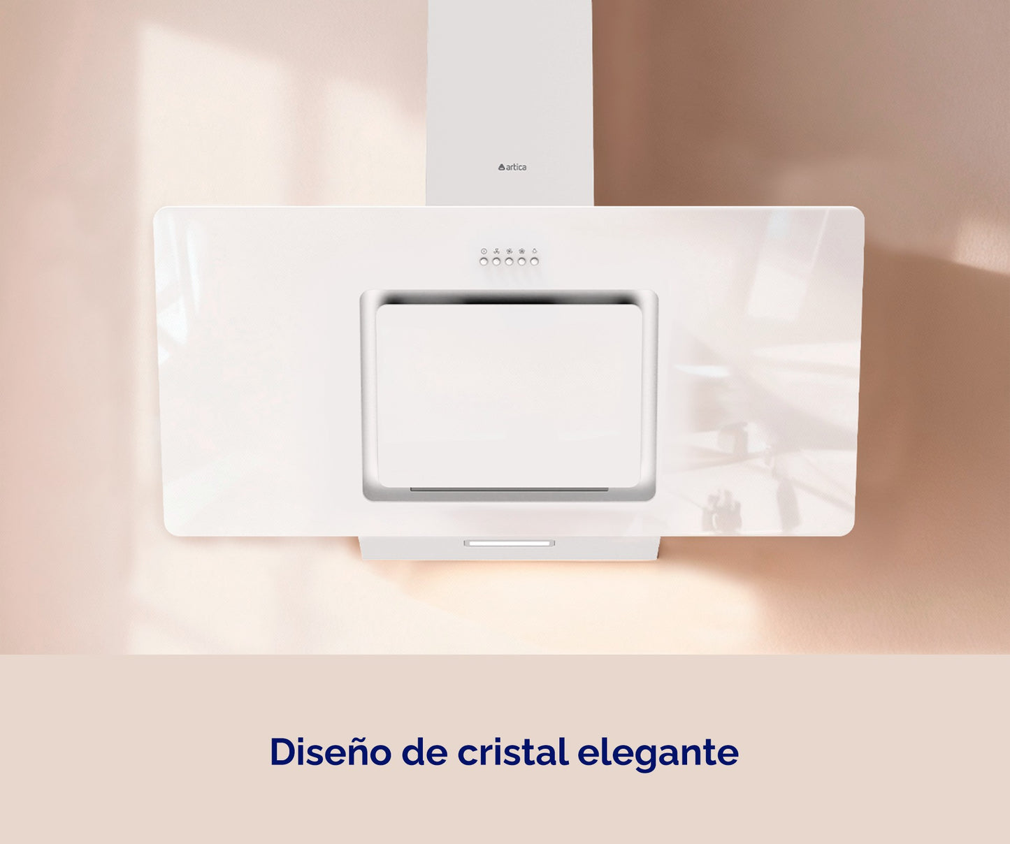 CAMPANA DECORATIVA INCLINADA ARTICA 90CM – CRISTAL BLANCO Y NEGRO, LED Y 3 VELOCIDADES