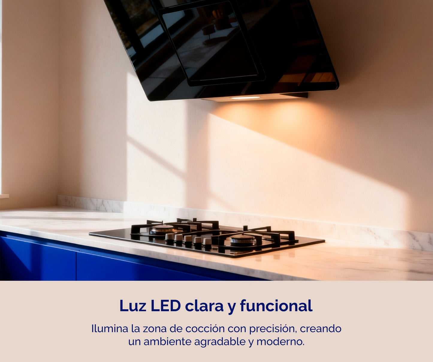 CAMPANA DECORATIVA INCLINADA ARTICA 90CM – CRISTAL BLANCO Y NEGRO, LED Y 3 VELOCIDADES