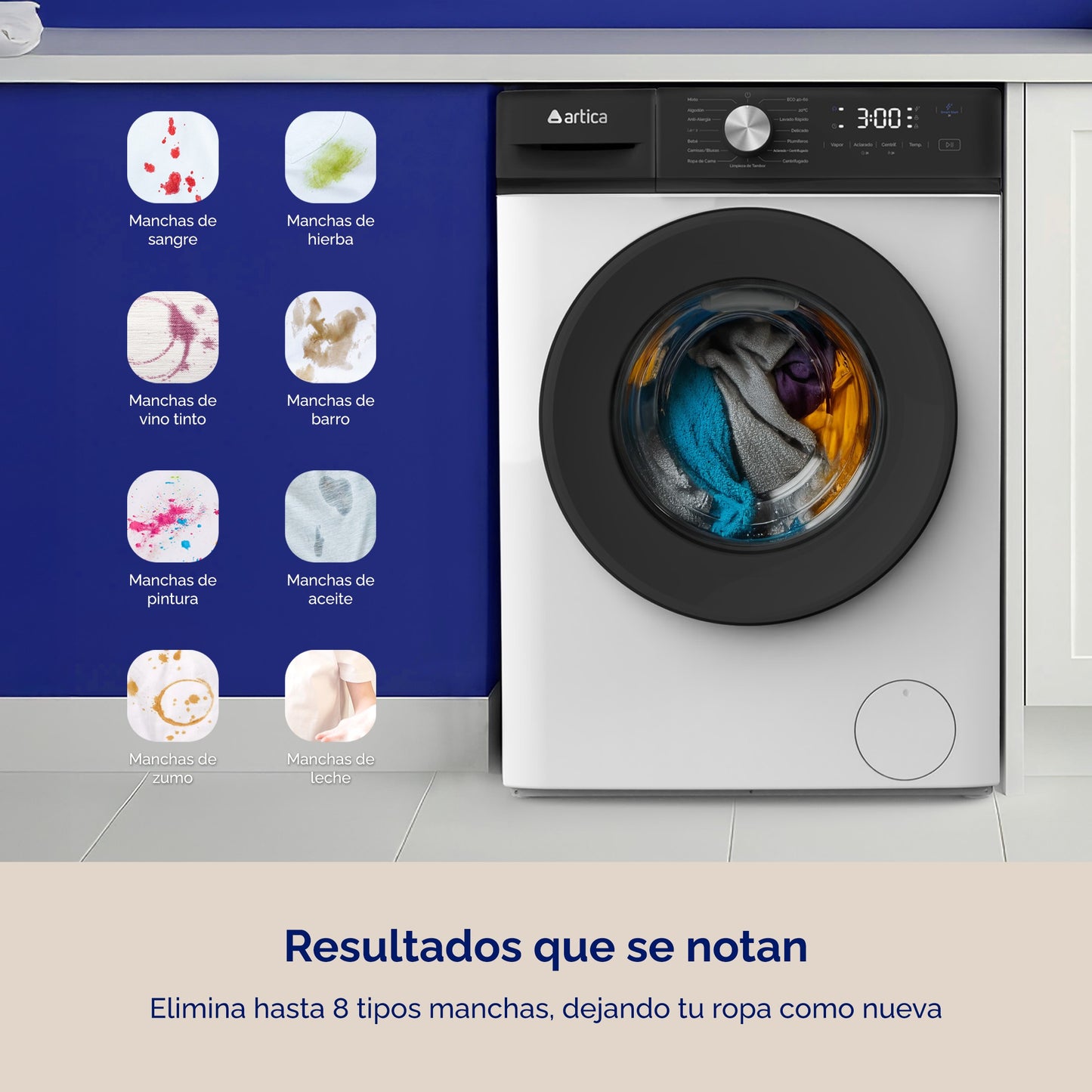 LAVADORA ARTICA AQUALINE 6 KG 1200 RPM DE BAJO CONSUMO CON FUNCIÓN VAPOR