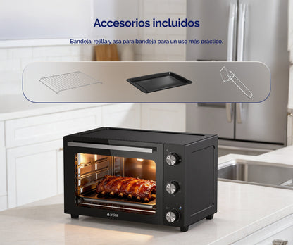 HORNO SOBREMESA ARTICA 48L 1800W – CONVECCIÓN, TEMPORIZADOR Y DOBLE CRISTAL