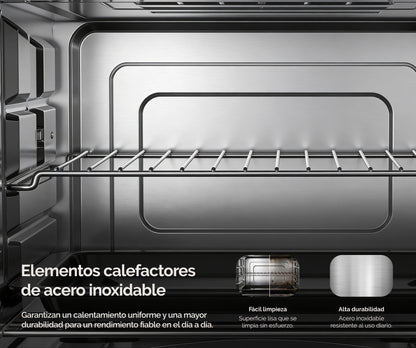 HORNO SOBREMESA ARTICA 48L 1800W – CONVECCIÓN, TEMPORIZADOR Y DOBLE CRISTAL