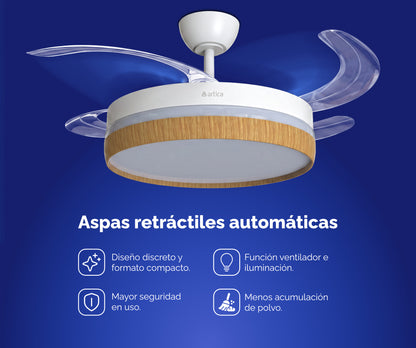 VENTILADOR DE TECHO RETRÁCTIL ULTRA SILENCIOSO - LUZ LED 72W