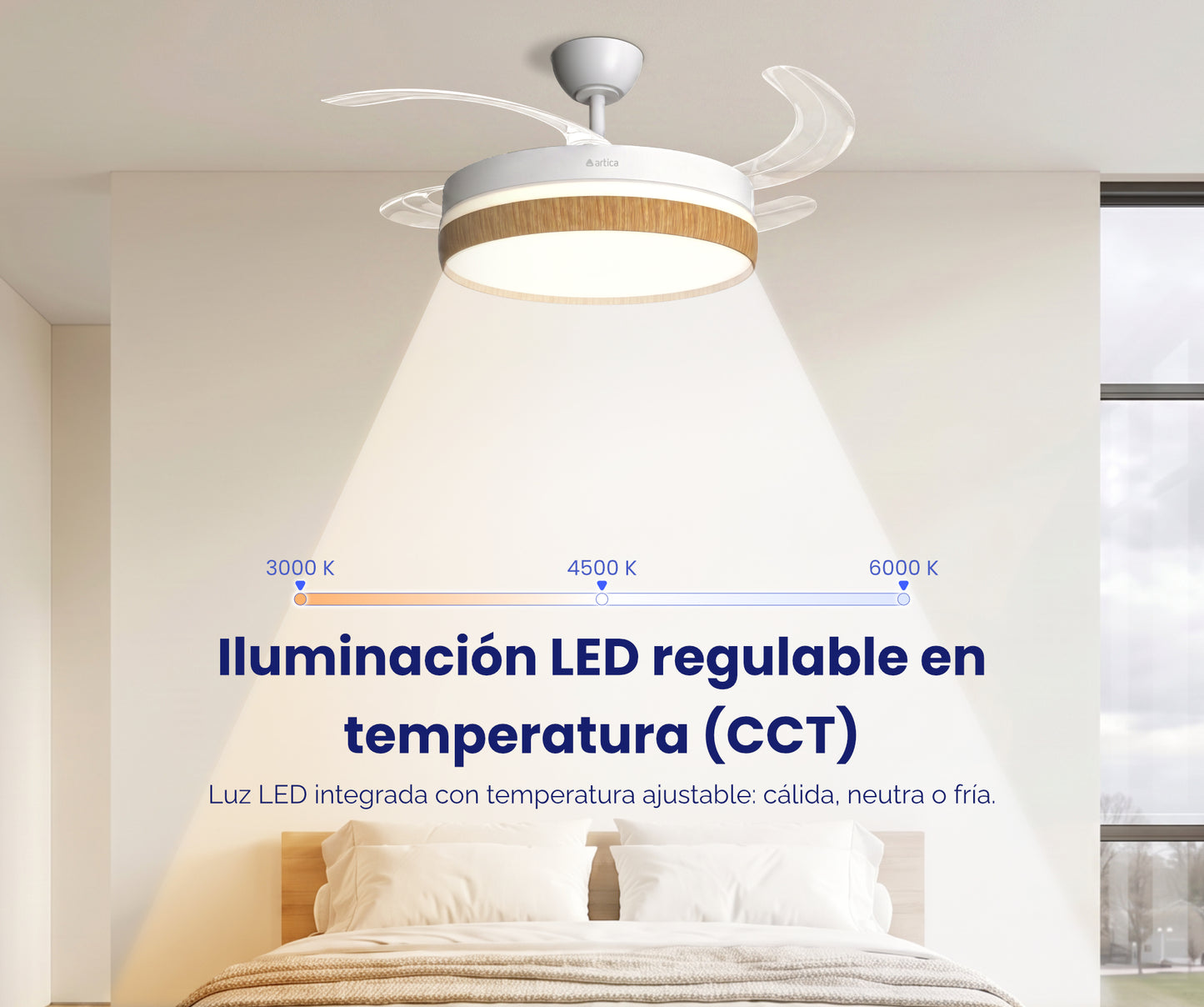 VENTILADOR DE TECHO RETRÁCTIL ULTRA SILENCIOSO - LUZ LED 72W