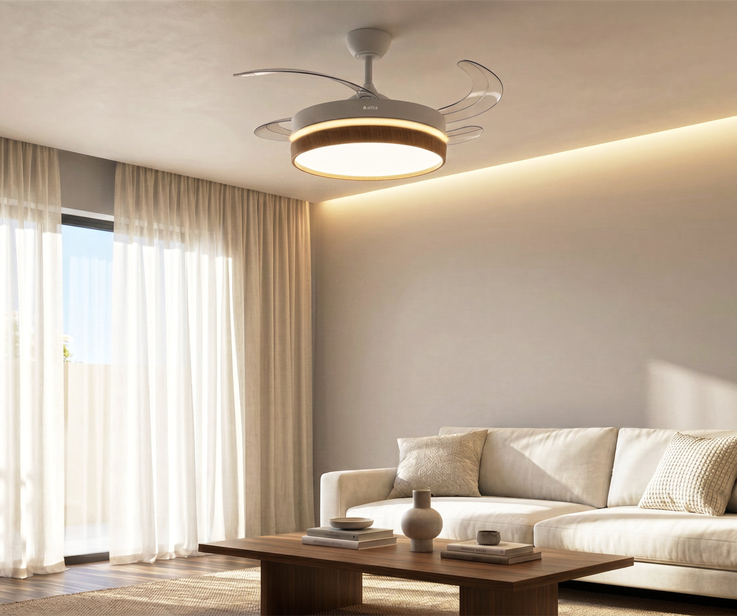 VENTILADOR DE TECHO RETRÁCTIL ULTRA SILENCIOSO - LUZ LED 72W