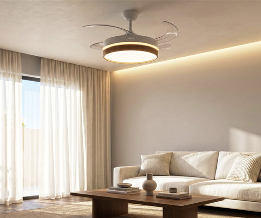 VENTILADOR DE TECHO RETRÁCTIL ULTRA SILENCIOSO - LUZ LED 72W