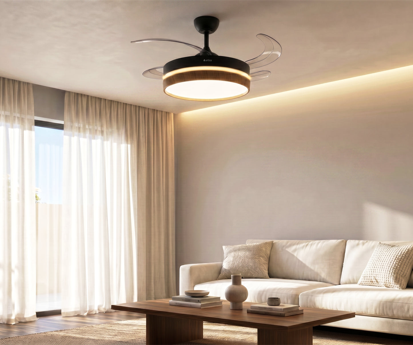 VENTILADOR DE TECHO RETRÁCTIL ULTRA SILENCIOSO - LUZ LED 72W