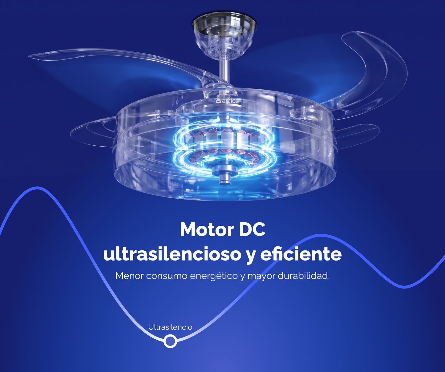 VENTILADOR DE TECHO RETRÁCTIL ULTRA SILENCIOSO - LUZ LED 72W