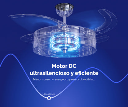 VENTILADOR DE TECHO RETRÁCTIL ULTRA SILENCIOSO - LUZ LED 72W