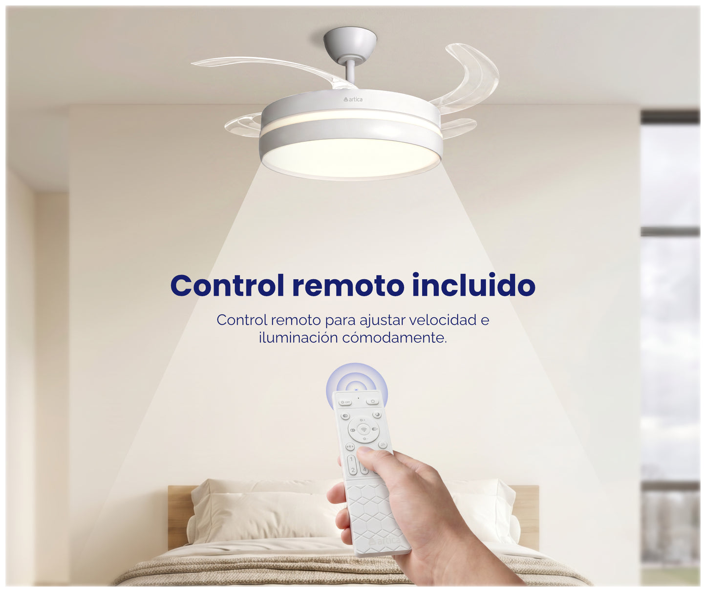 VENTILADOR DE TECHO RETRÁCTIL ULTRA SILENCIOSO - LUZ LED 72W