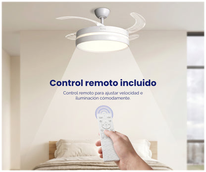 VENTILADOR DE TECHO RETRÁCTIL ULTRA SILENCIOSO - LUZ LED 72W