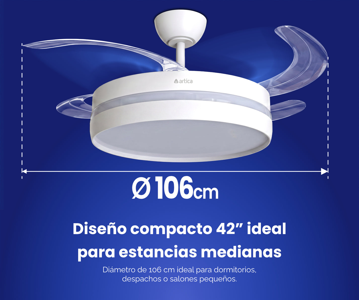 VENTILADOR DE TECHO RETRÁCTIL ULTRA SILENCIOSO - LUZ LED 72W
