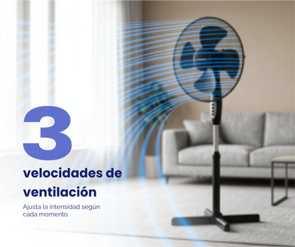¡REFRESCA TU ESPACIO CON EL VENTILADOR DE PIE ARTICA 45W 40 CM NEGRO!