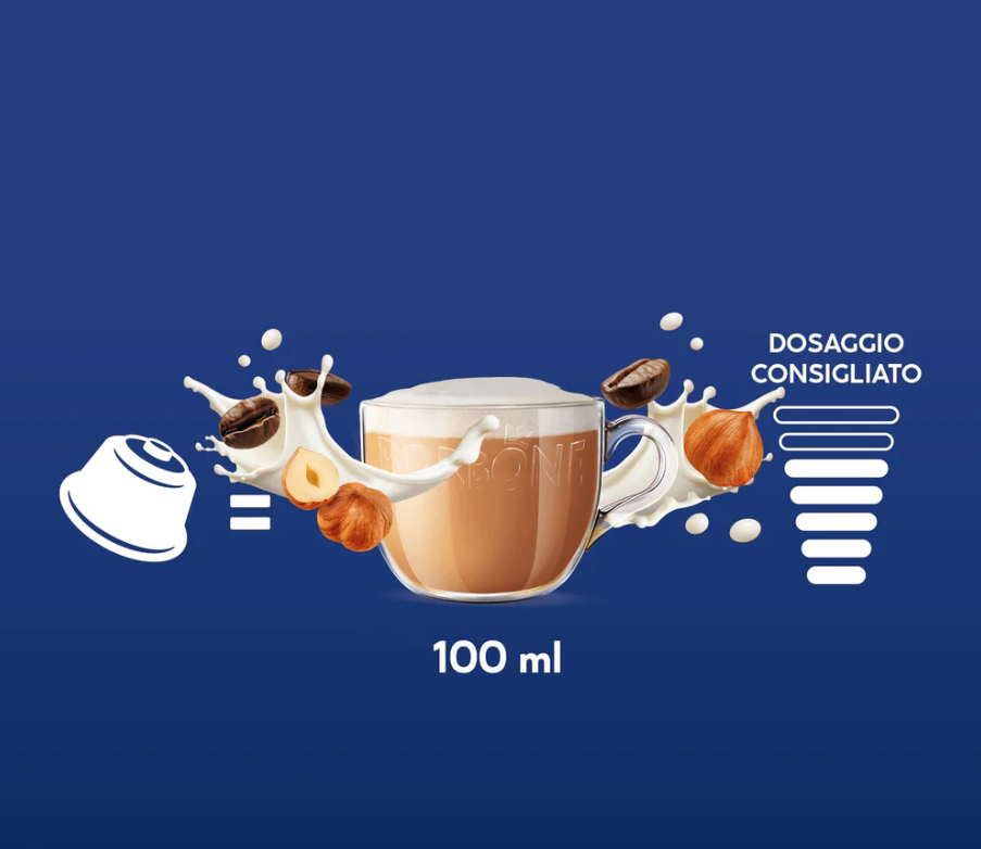 Cápsulas Borbone NOCCIOLONE Compatible Dolce Gusto®* – Capuchino de AVELLANA