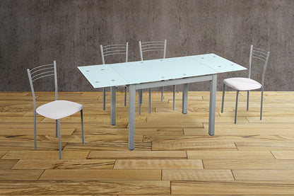 CONJUNTO MESA COCINA EXTENSIBLES MAS CUATRO SILLAS