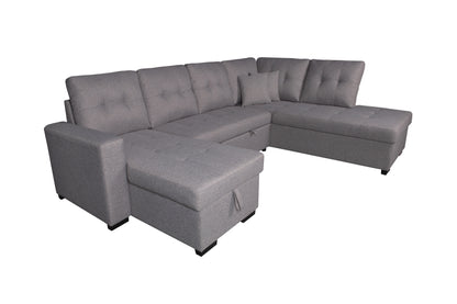 SOFÁ CHAISE LONGUE AITANA CON CAMA Y ARCÓN – DISEÑO EN U, AMPLIO Y FUNCIONAL