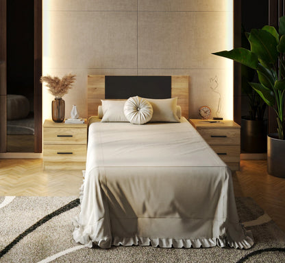 CONJUNTO DORMITORIO JUVENIL AURA – CABECERO Y MESITA DE DISEÑO MODERNO