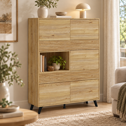 SALÓN COMPLETO SOLANA 01 · DISEÑO ESCANDINAVO, GRAN ALMACENAJE Y APERTURA PUSH