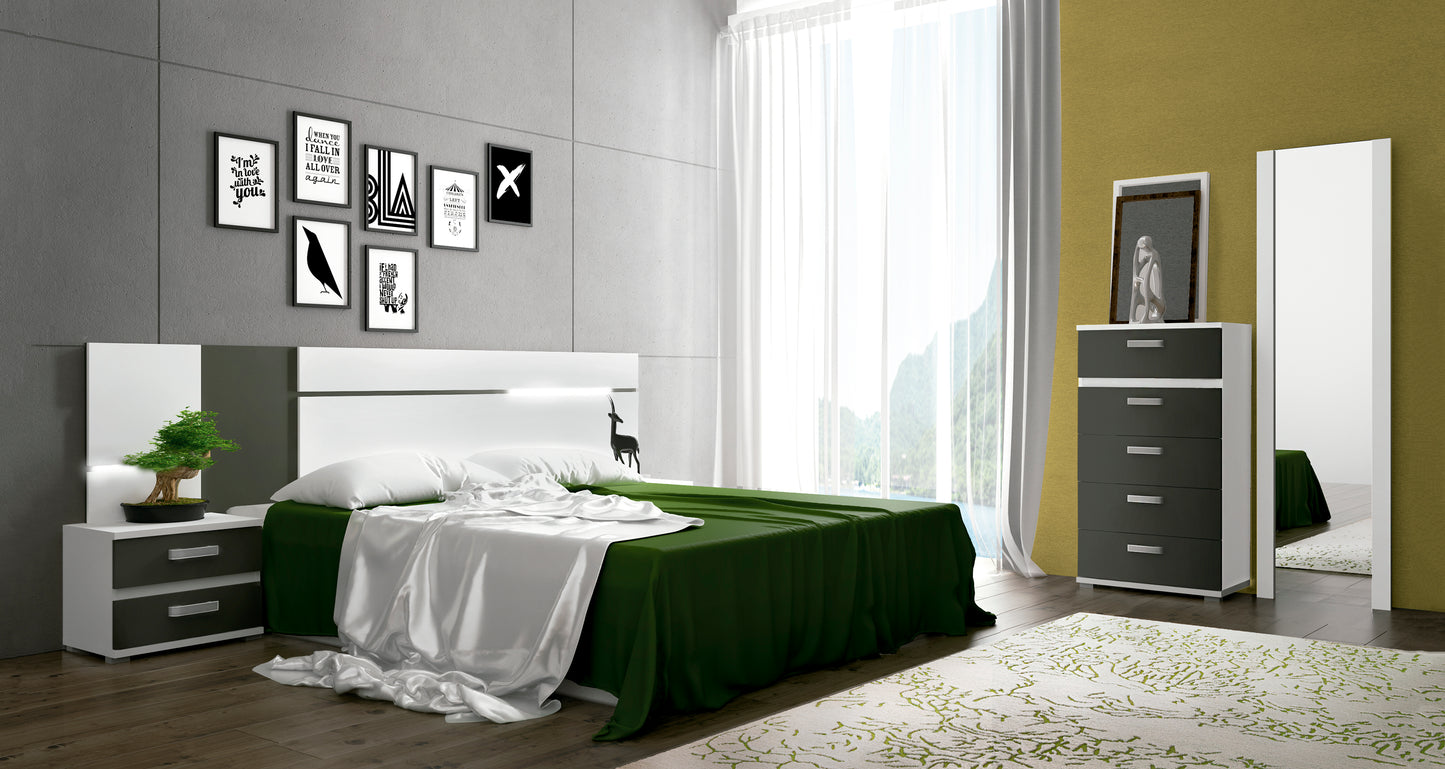 CONJUNTO DORMITORIO MATRIMONIO CABRA BLANCO - GRAFITO A-01