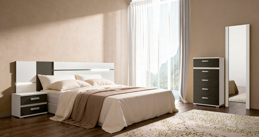 CONJUNTO DORMITORIO MATRIMONIO CABRA BLANCO - GRAFITO A-01