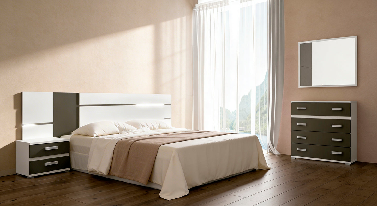 CONJUNTO DORMITORIO MATRIMONIO CABRA BLANCO - GRAFITO A-02