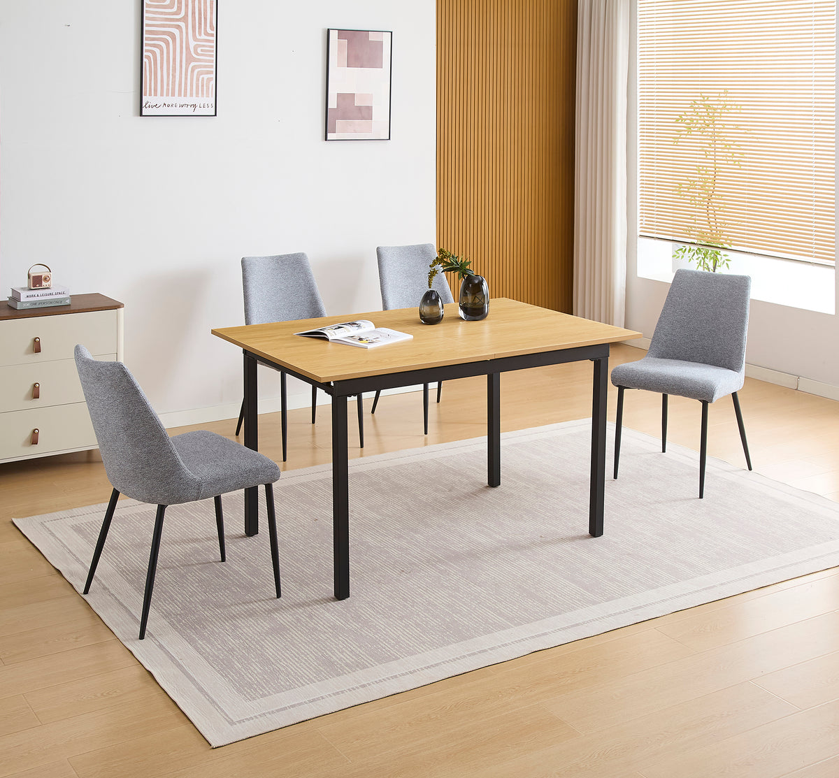 MESA EXTENSIBLE CAMDEN Y SILLAS MORGAN – CONJUNTO DE COMEDOR MODERNO, CÓMODO Y FUNCIONAL
