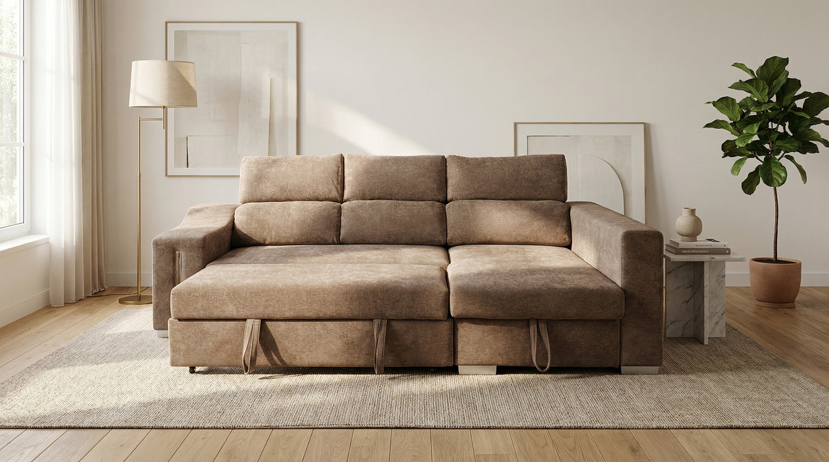 SOFÁ CHAISE LONGUE CARLA CAMA CON ARCÓN – DISEÑO Y CONFORT EN TU SALÓN