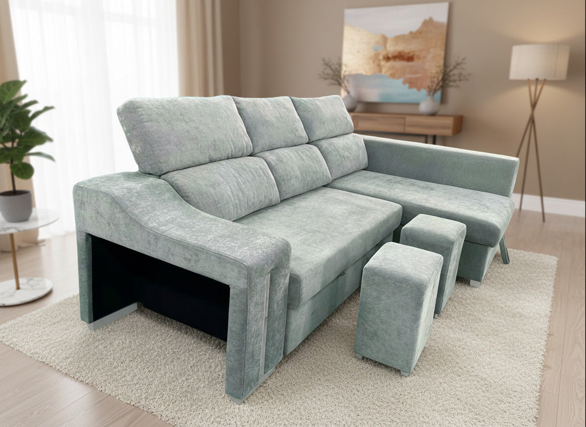 SOFÁ CHAISE LONGUE CARLA CAMA CON ARCÓN – DISEÑO Y CONFORT EN TU SALÓN
