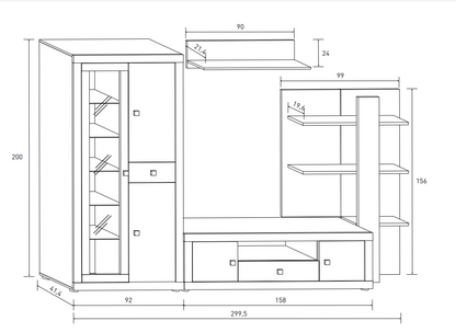 MUEBLE SALÓN COMEDOR JULIETA CON LUCES LED 300 CM