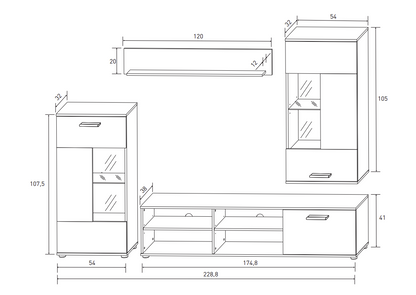 MUEBLE SALÓN COMEDOR ANTIGONA CON LUCES LED 229 CM