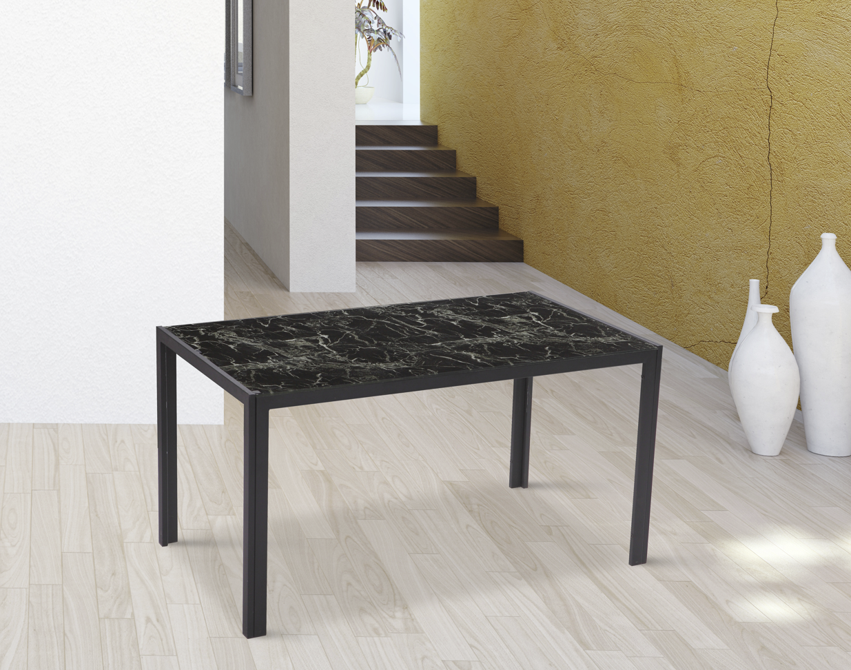 CONJUNTO DE MESA MAS SEIS SILLAS COMEDOR MARMOL