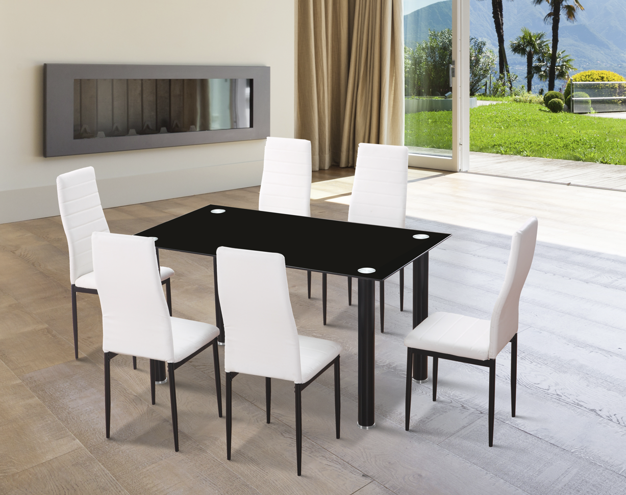 CONJUNTO DE MESA COMEDOR FIJA MAS SEIS SILLAS EMI