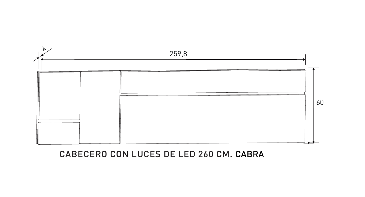 CONJUNTO DORMITORIO MATRIMONIO CABRA BLANCO - GRAFITO A-01