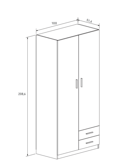 ARMARIO DE 2 PUERTAS Y 2 CAJONES AURA – ELEGANCIA, ORDEN Y FUNCIONALIDAD