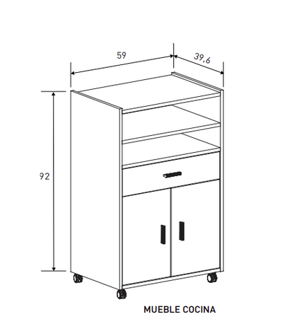 MUEBLE DE COCINA AUXILIAR CON RUEDAS AURA