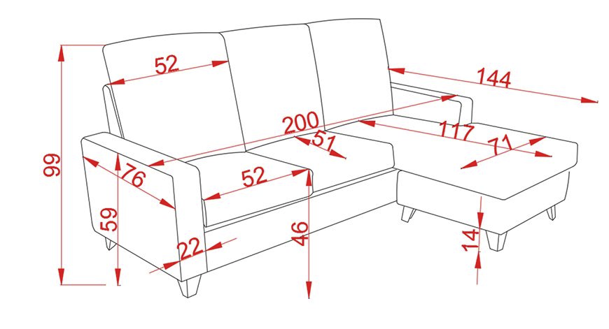 SOFÁ CHAISE LONGUE REVERSIBLE DUQUE – VERSÁTIL, MODERNO Y FUNCIONAL