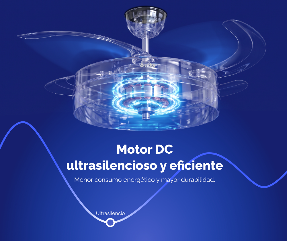 VENTILADOR DE TECHO RETRÁCTIL ULTRA SILENCIOSO - LUZ LED 72W