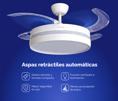 VENTILADOR DE TECHO RETRÁCTIL ULTRA SILENCIOSO - LUZ LED 72W