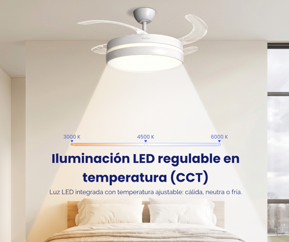 VENTILADOR DE TECHO RETRÁCTIL ULTRA SILENCIOSO - LUZ LED 72W