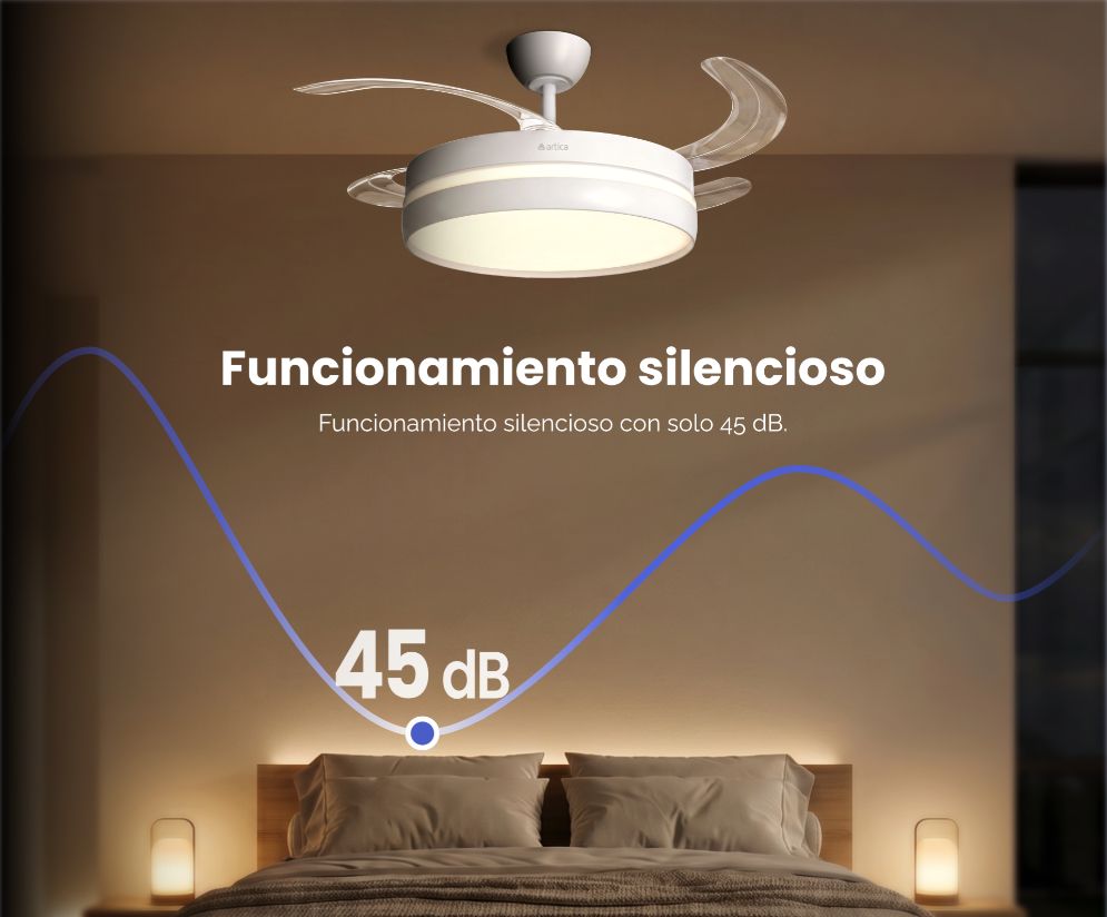 VENTILADOR DE TECHO RETRÁCTIL ULTRA SILENCIOSO - LUZ LED 72W